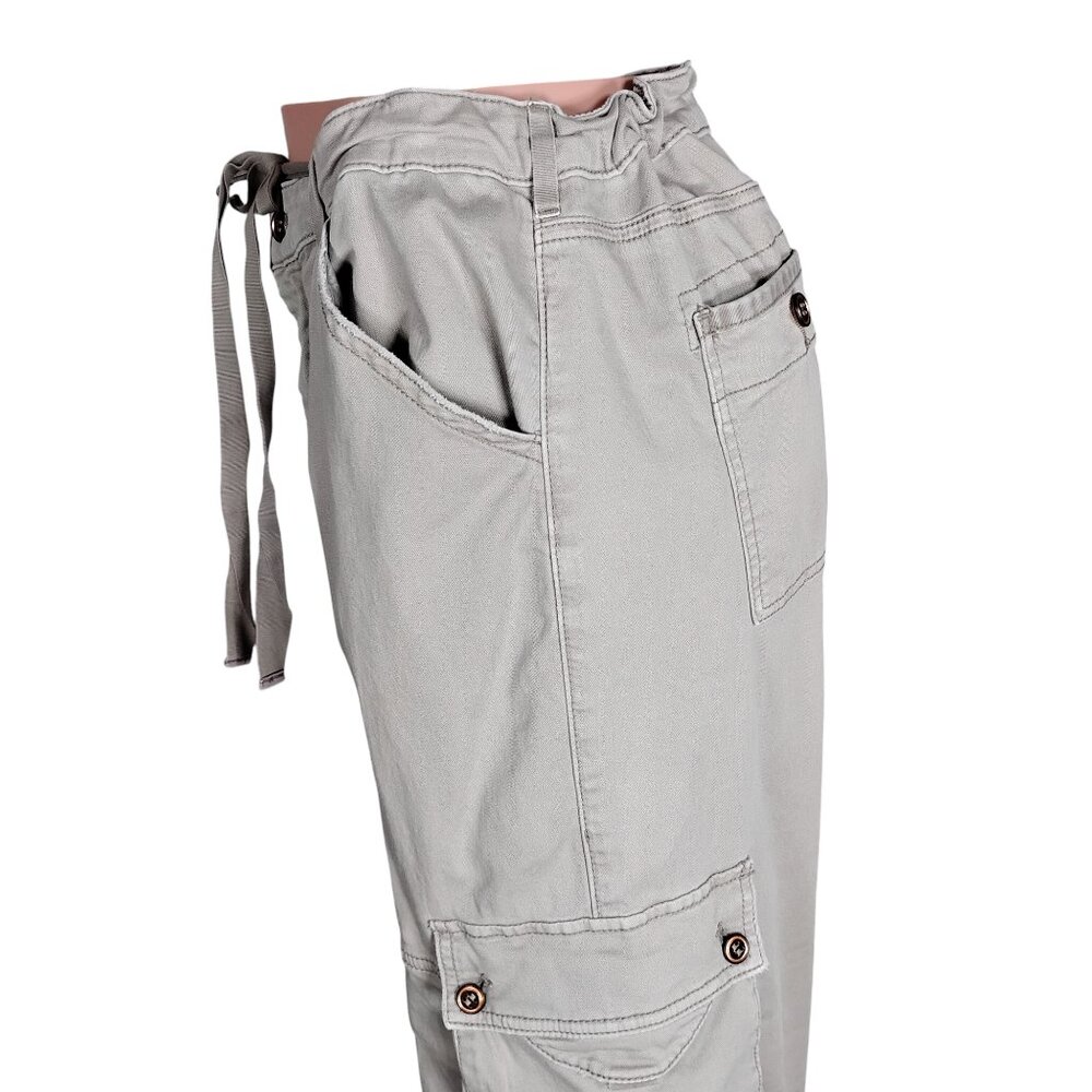 Anthro Pilcro Wide Legs Cargo Pants Size 32 P Waist Hems Drawstring Multi Pocket - Picture 7 of 16